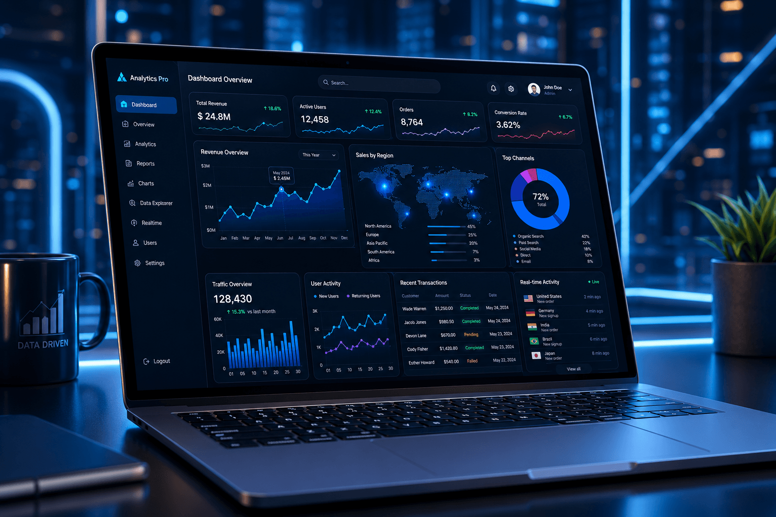 Analytics dashboard overview on a laptop